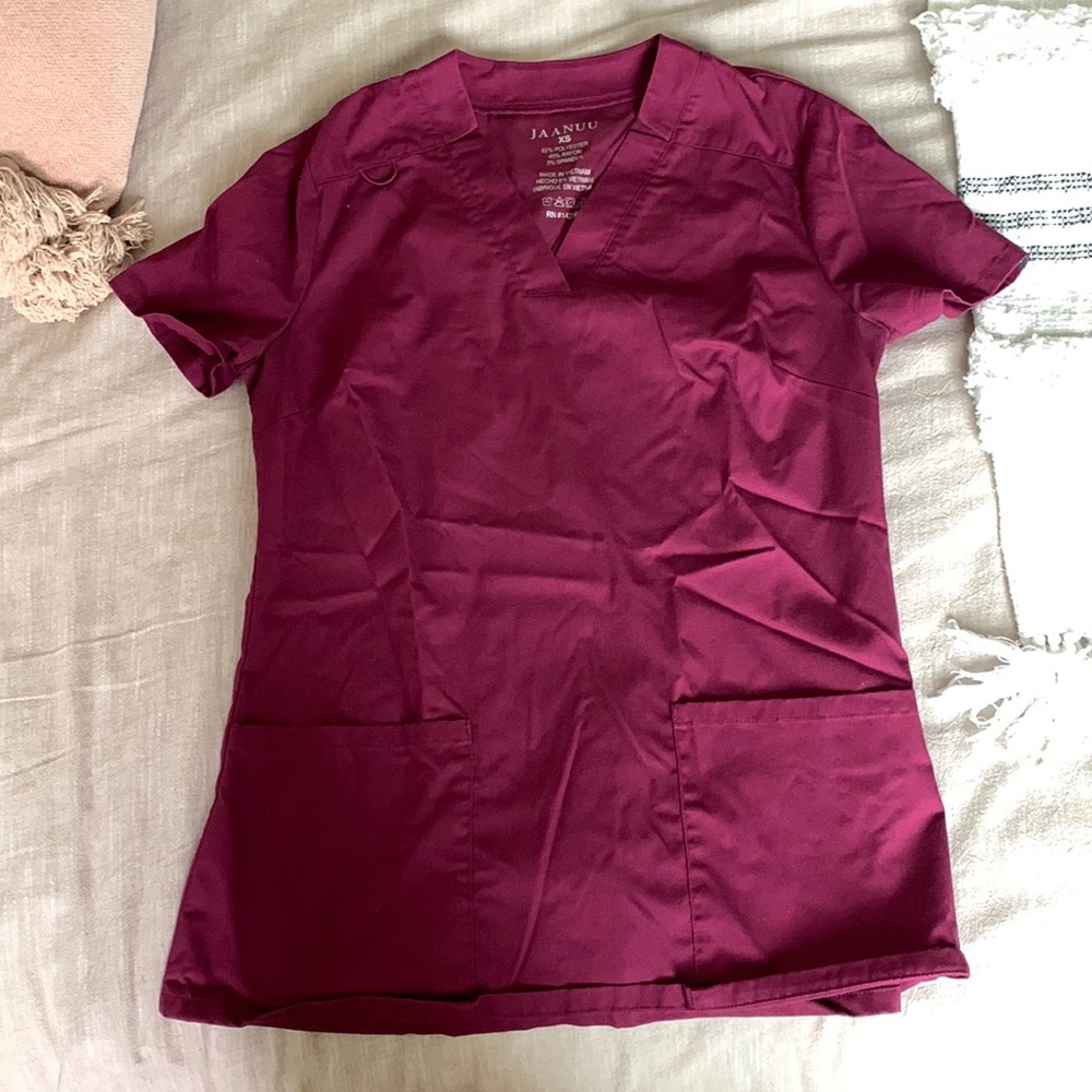 Jaanuu Burgundy Scrub Top